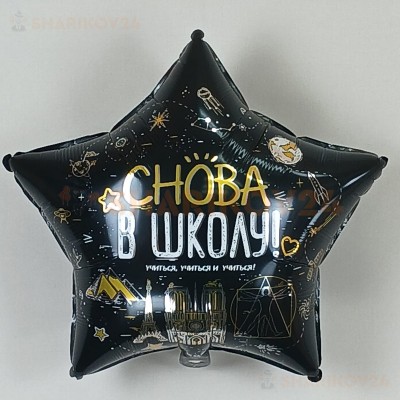 Шар (22''/56 см) Звезда, Снова В Школу!, Черный
